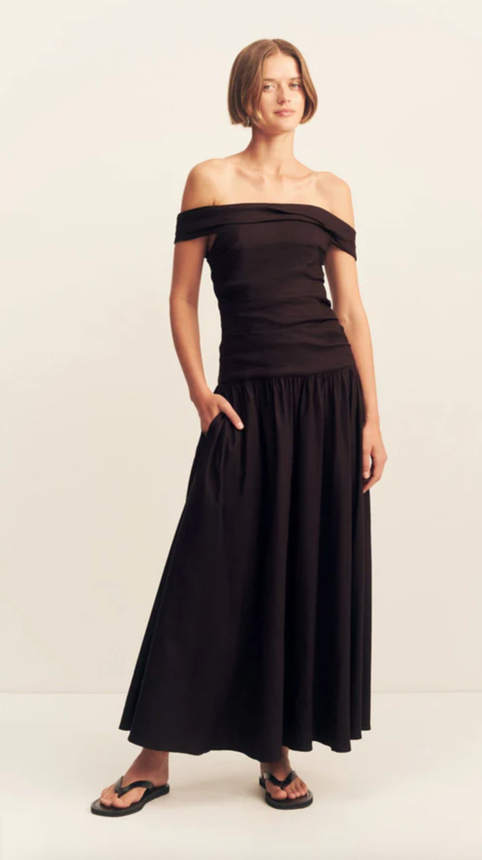 SHONA JOY Dress Brooks Off Shoulder Maxi Dress - Ganache Soho-Boutique