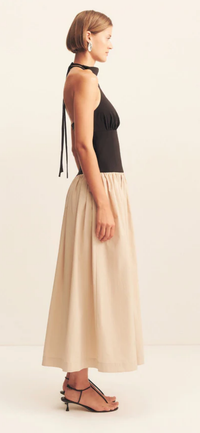 SHONA JOY Dress Campbell Contrast Halter Dress, Oat Milk Soho-Boutique