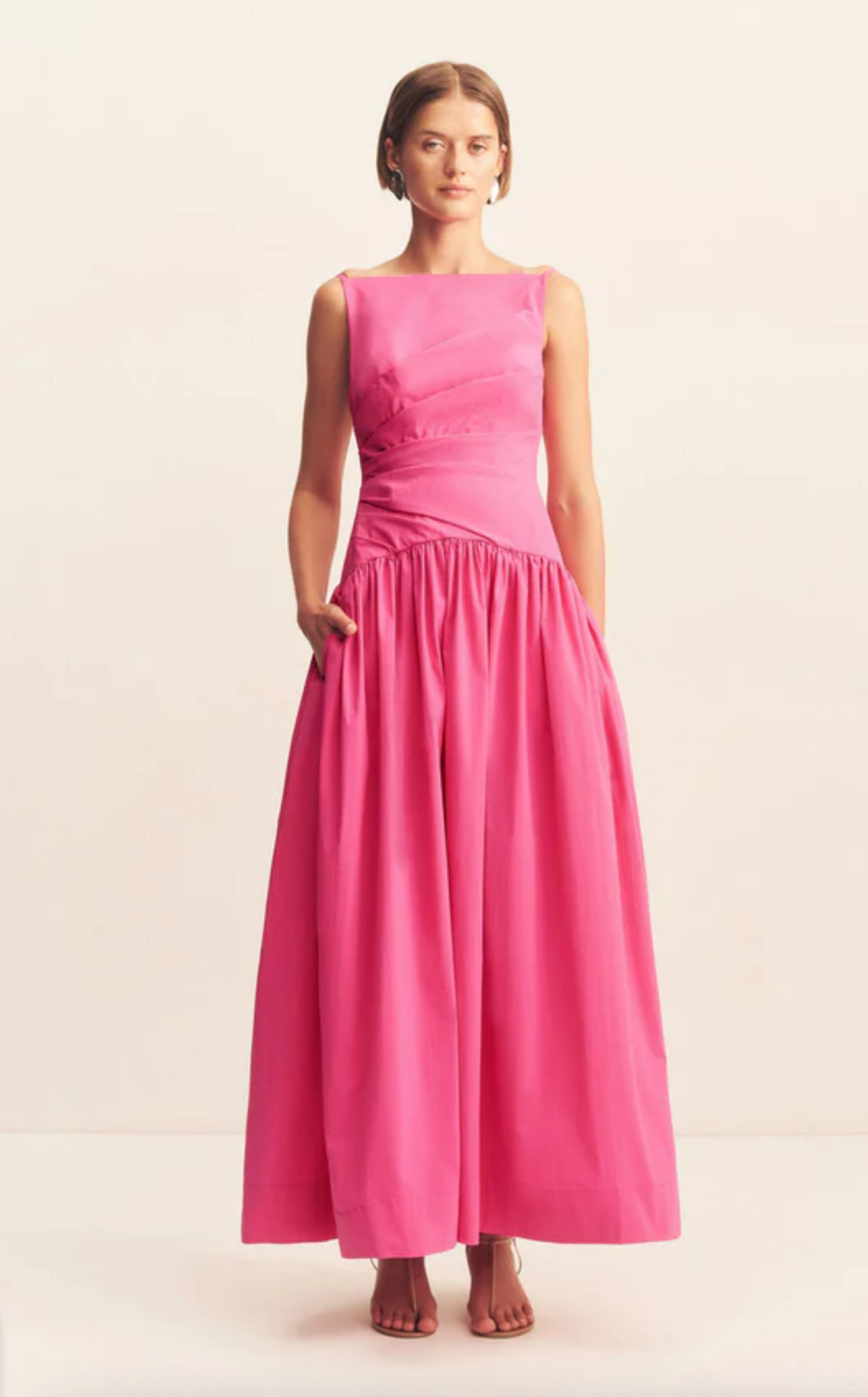 SHONA JOY Dress Campbell Square Neck Maxi Dress - Vivid Pink Soho-Boutique