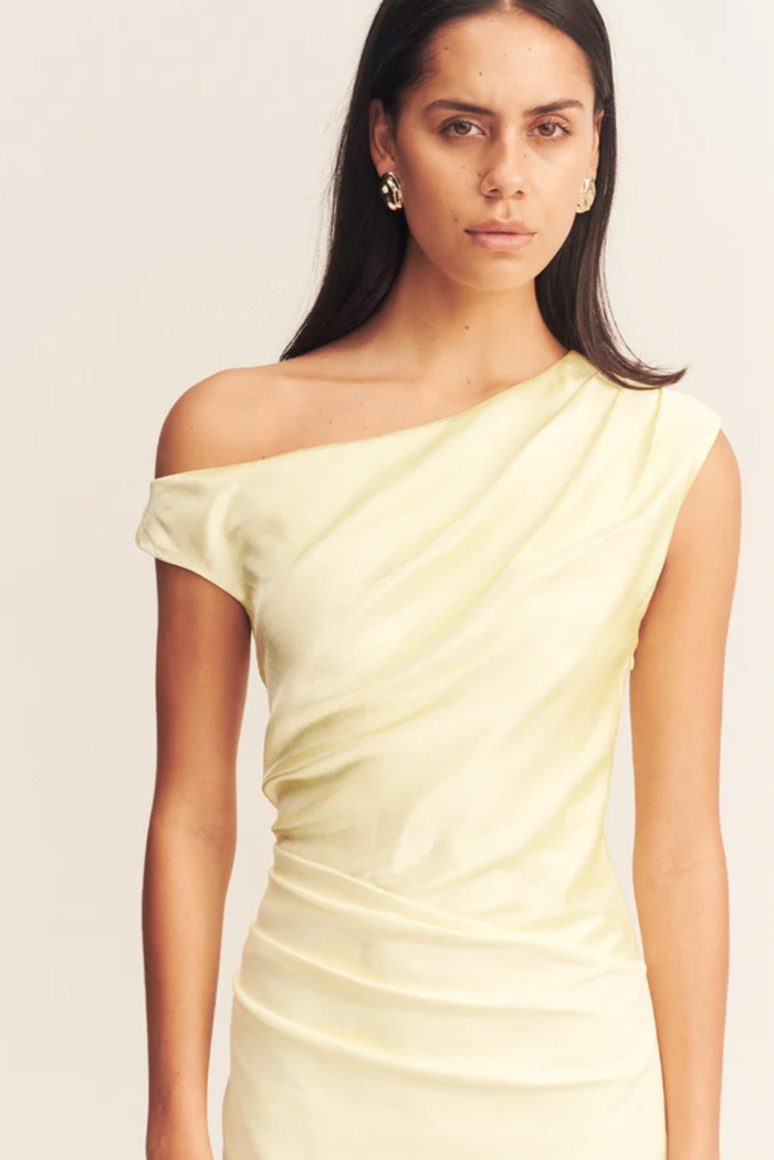 SHONA JOY Dress Dillon Contrast Draped Maxi Dress, Yellow Sorbet Soho-Boutique