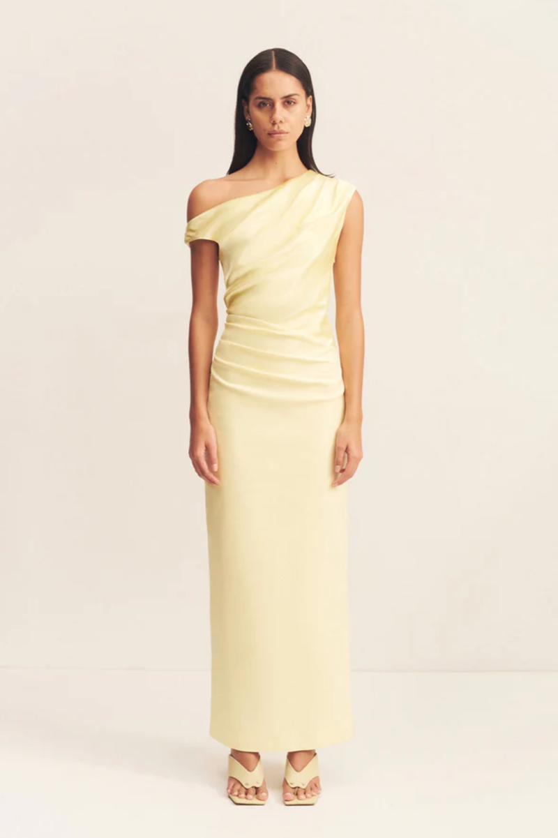 SHONA JOY Dress Dillon Contrast Draped Maxi Dress, Yellow Sorbet Soho-Boutique