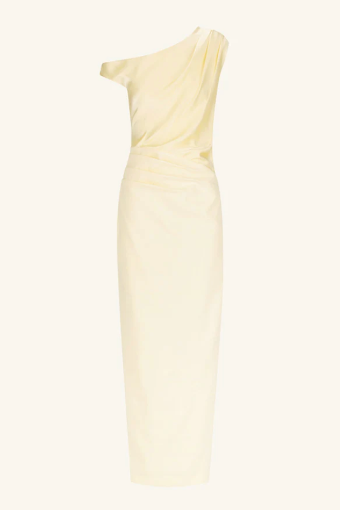 SHONA JOY Dress Dillon Contrast Draped Maxi Dress, Yellow Sorbet Soho-Boutique