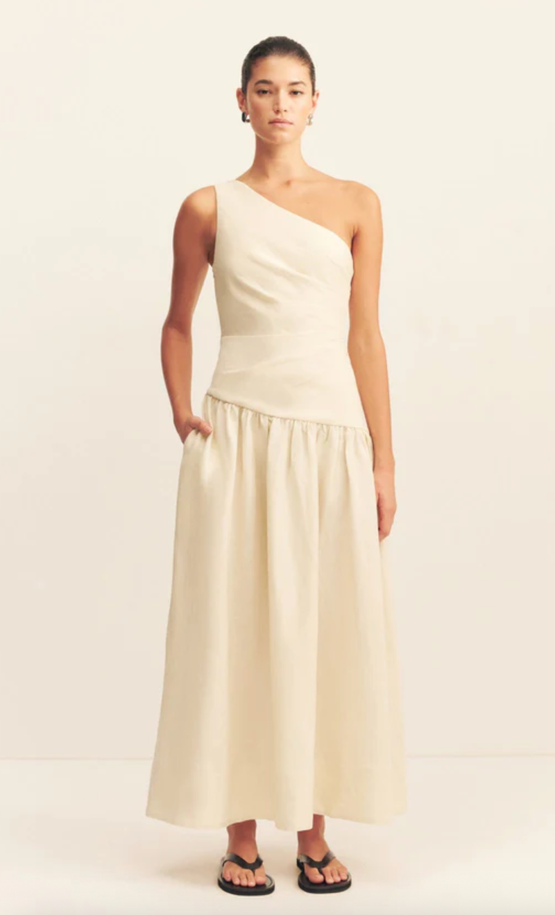 SHONA JOY Dress Gigi One Shoulder Maxi Dress - Ecru Soho-Boutique
