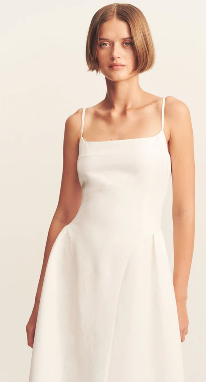 SHONA JOY Dress Gigi Square Neck Midi Dress, Ivory Soho-Boutique