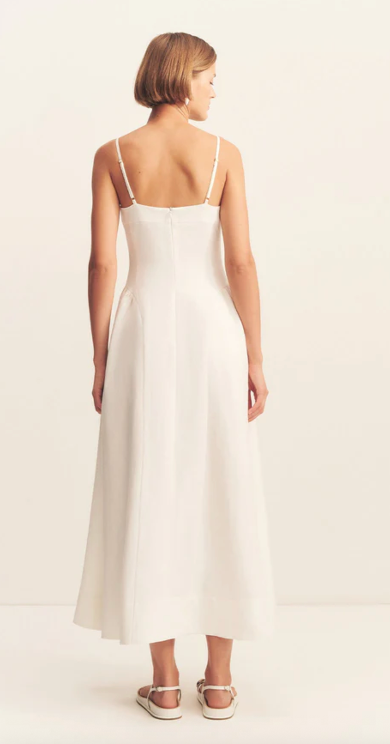 SHONA JOY Dress Gigi Square Neck Midi Dress, Ivory Soho-Boutique
