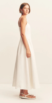 SHONA JOY Dress Gigi Square Neck Midi Dress, Ivory Soho-Boutique