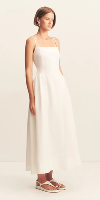 SHONA JOY Dress Gigi Square Neck Midi Dress, Ivory Soho-Boutique