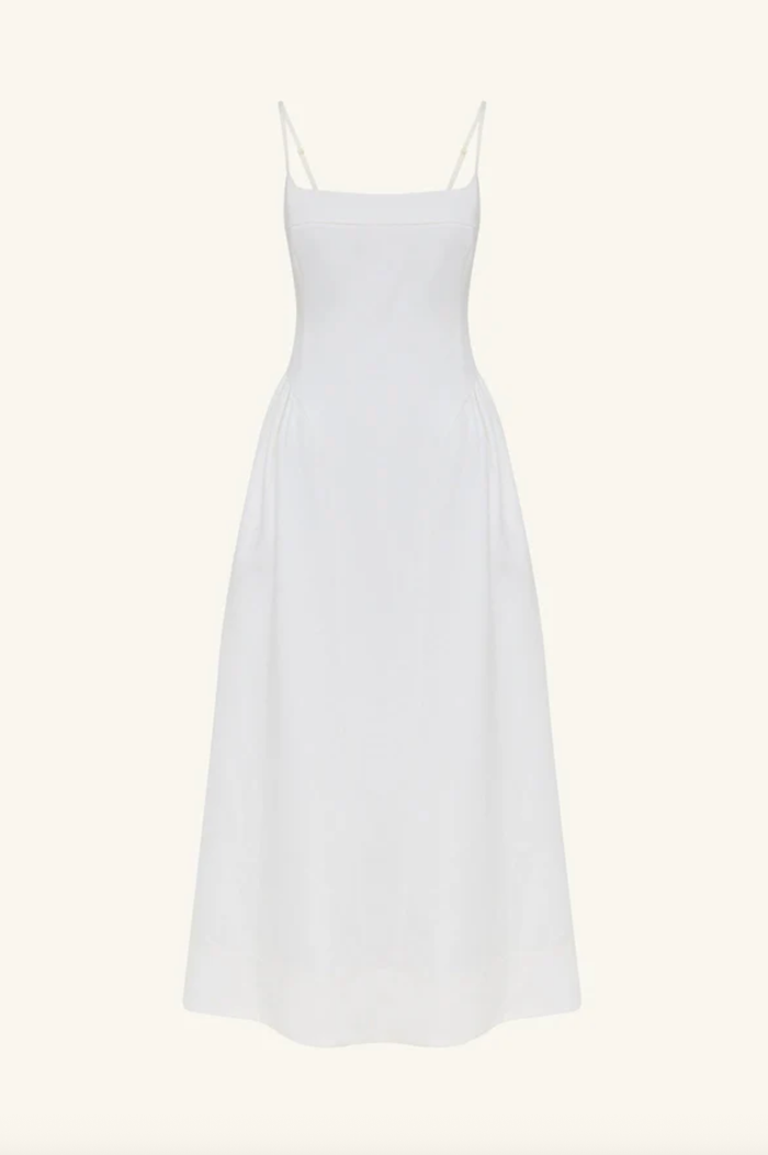 SHONA JOY Dress Gigi Square Neck Midi Dress, Ivory Soho-Boutique