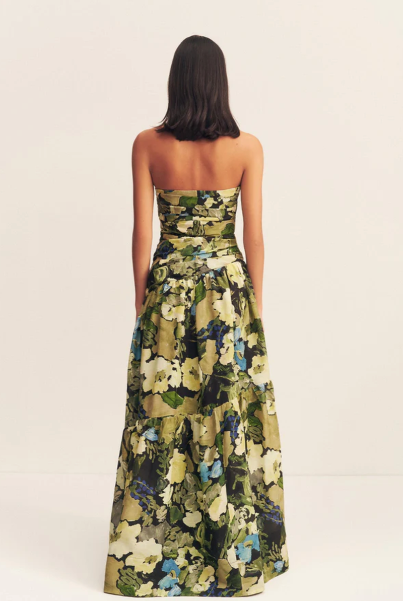 SHONA JOY Dress Weyes Strapless Tiered Maxi Dress, Botanical Floral Soho-Boutique