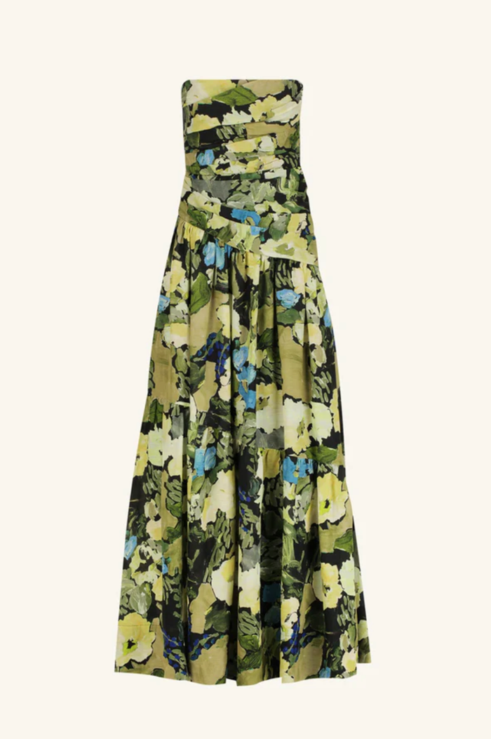 SHONA JOY Dress Weyes Strapless Tiered Maxi Dress, Botanical Floral Soho-Boutique