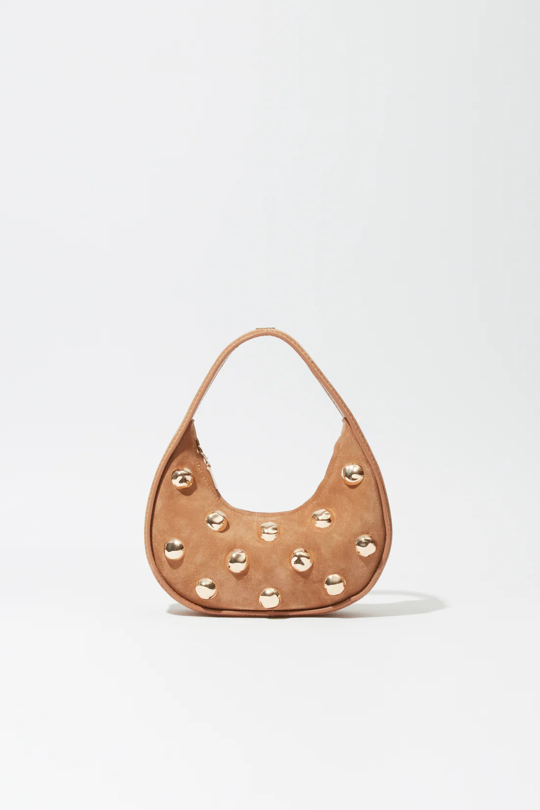 SIMKHAI Bag Finn Studded Suede Shoulder Bag, Camel Soho-Boutique