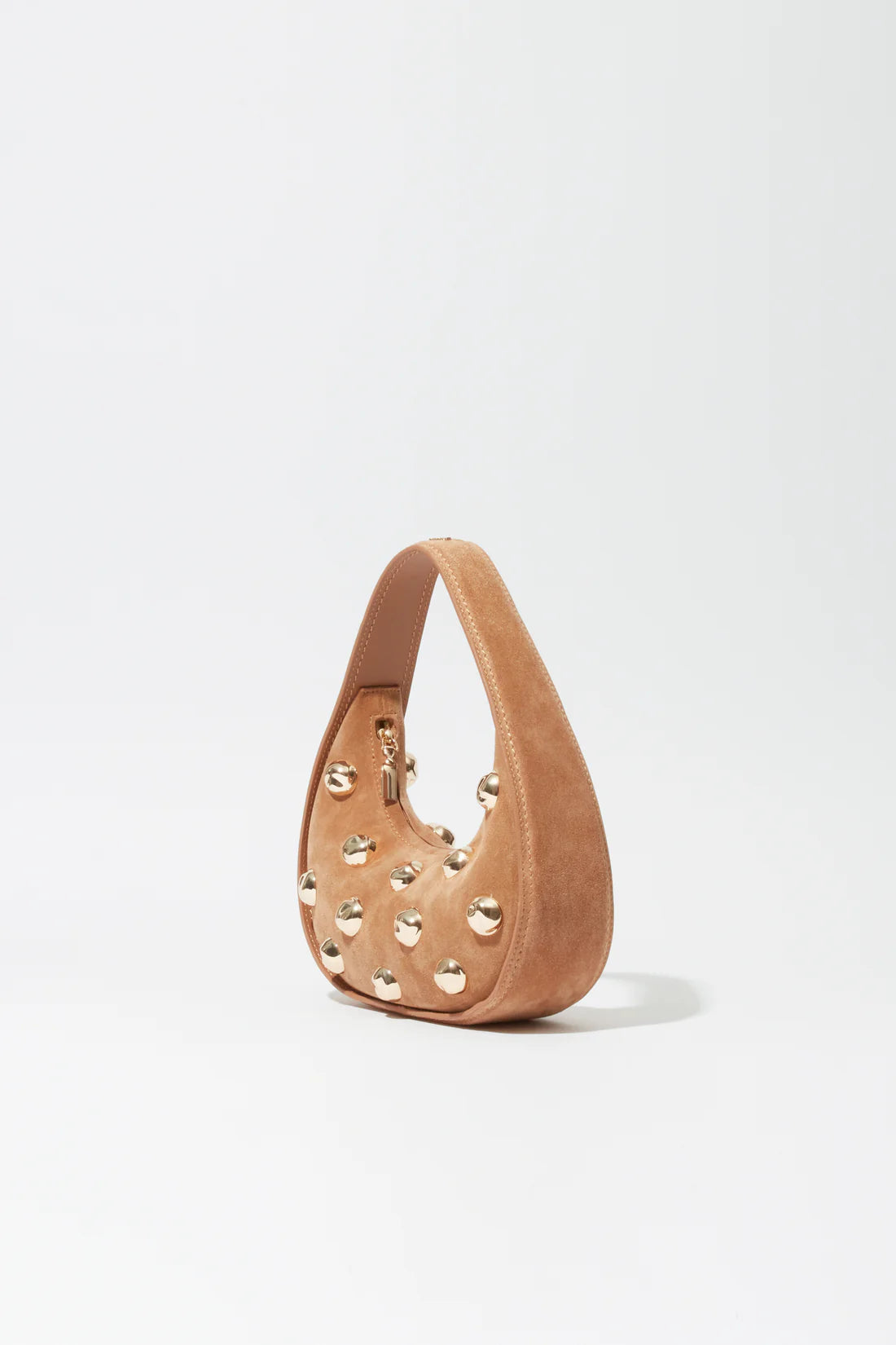 SIMKHAI Bag Finn Studded Suede Shoulder Bag, Camel Soho-Boutique