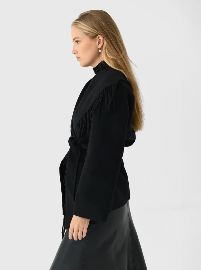 SIMKHAI Coats & Jackets Rowen Fringe Jacket, Black Soho-Boutique