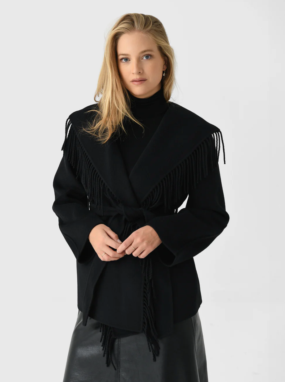 SIMKHAI Coats & Jackets Rowen Fringe Jacket, Black Soho-Boutique