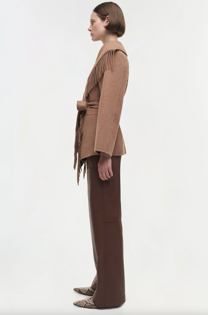 SIMKHAI Coats & Jackets Rowen Fringe Jacket, Camel Soho-Boutique