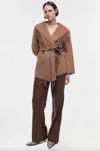 SIMKHAI Coats & Jackets Rowen Fringe Jacket, Camel Soho-Boutique