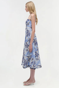 SIMKHAI Dress Analise Midi Dress, Blue Floral Soho-Boutique