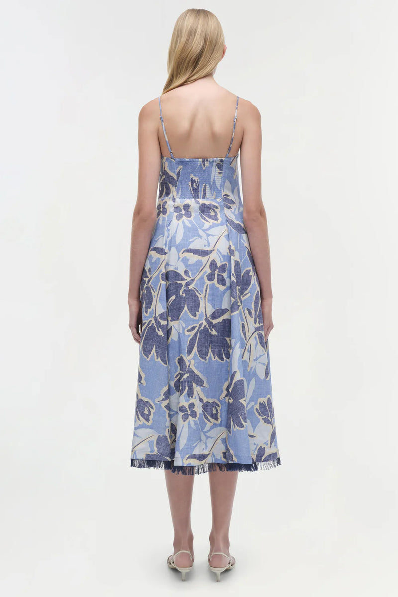 SIMKHAI Dress Analise Midi Dress, Blue Floral Soho-Boutique