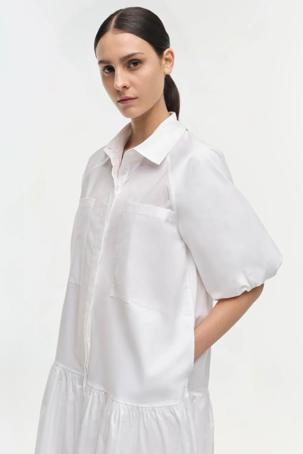 SIMKHAI Dress Crissy Mini Shirt Dress, White Soho-Boutique