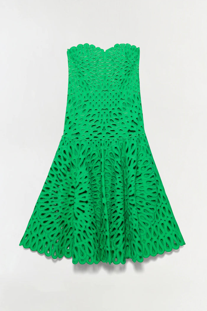 SIMKHAI Dress Florence Embroidered Midi Dress, Parakeet Soho-Boutique