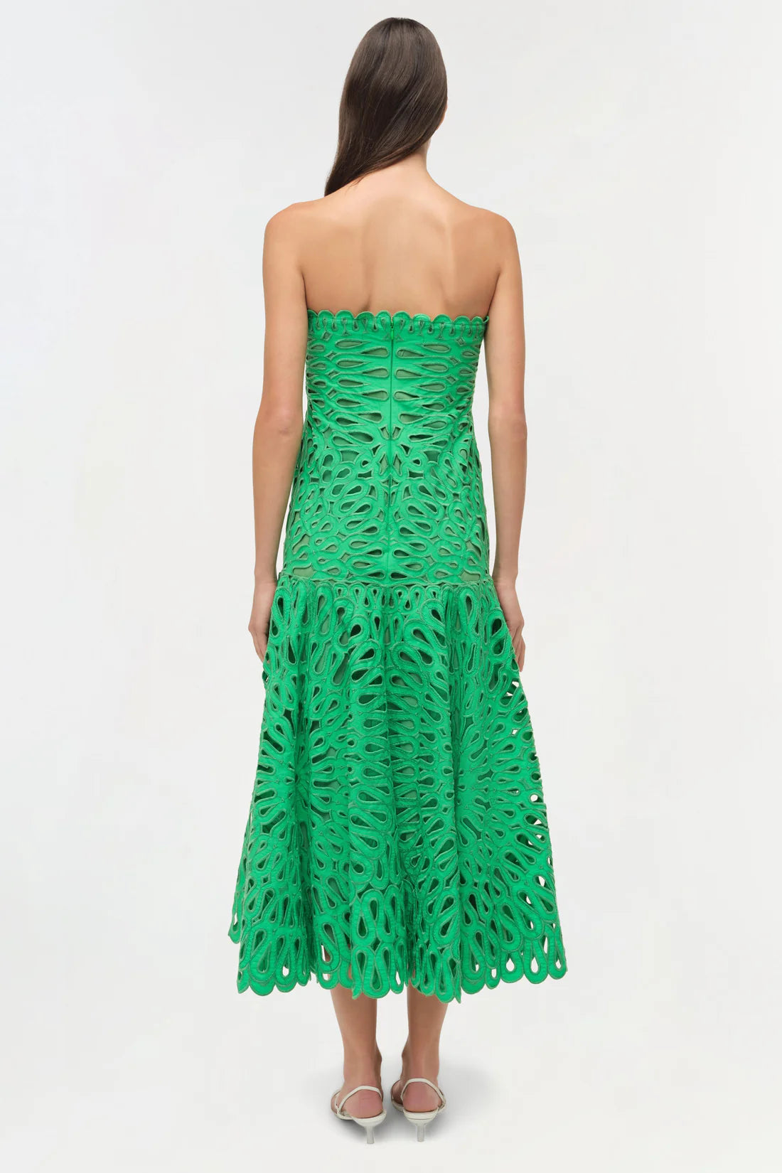 SIMKHAI Dress Florence Embroidered Midi Dress, Parakeet Soho-Boutique