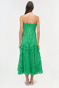 SIMKHAI Dress Florence Embroidered Midi Dress, Parakeet Soho-Boutique