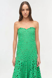 SIMKHAI Dress Florence Embroidered Midi Dress, Parakeet Soho-Boutique