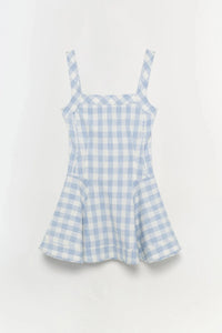 SIMKHAI Dress Hannalie Mini Dress, Blue Gingham Soho-Boutique