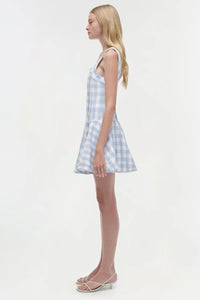 SIMKHAI Dress Hannalie Mini Dress, Blue Gingham Soho-Boutique