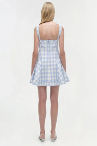 SIMKHAI Dress Hannalie Mini Dress, Blue Gingham Soho-Boutique