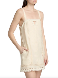 SIMKHAI Dress Jasmine Linen Lace Mini Dress, Sand Soho-Boutique