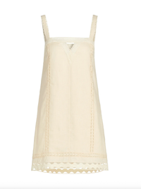 SIMKHAI Dress Jasmine Linen Lace Mini Dress, Sand Soho-Boutique