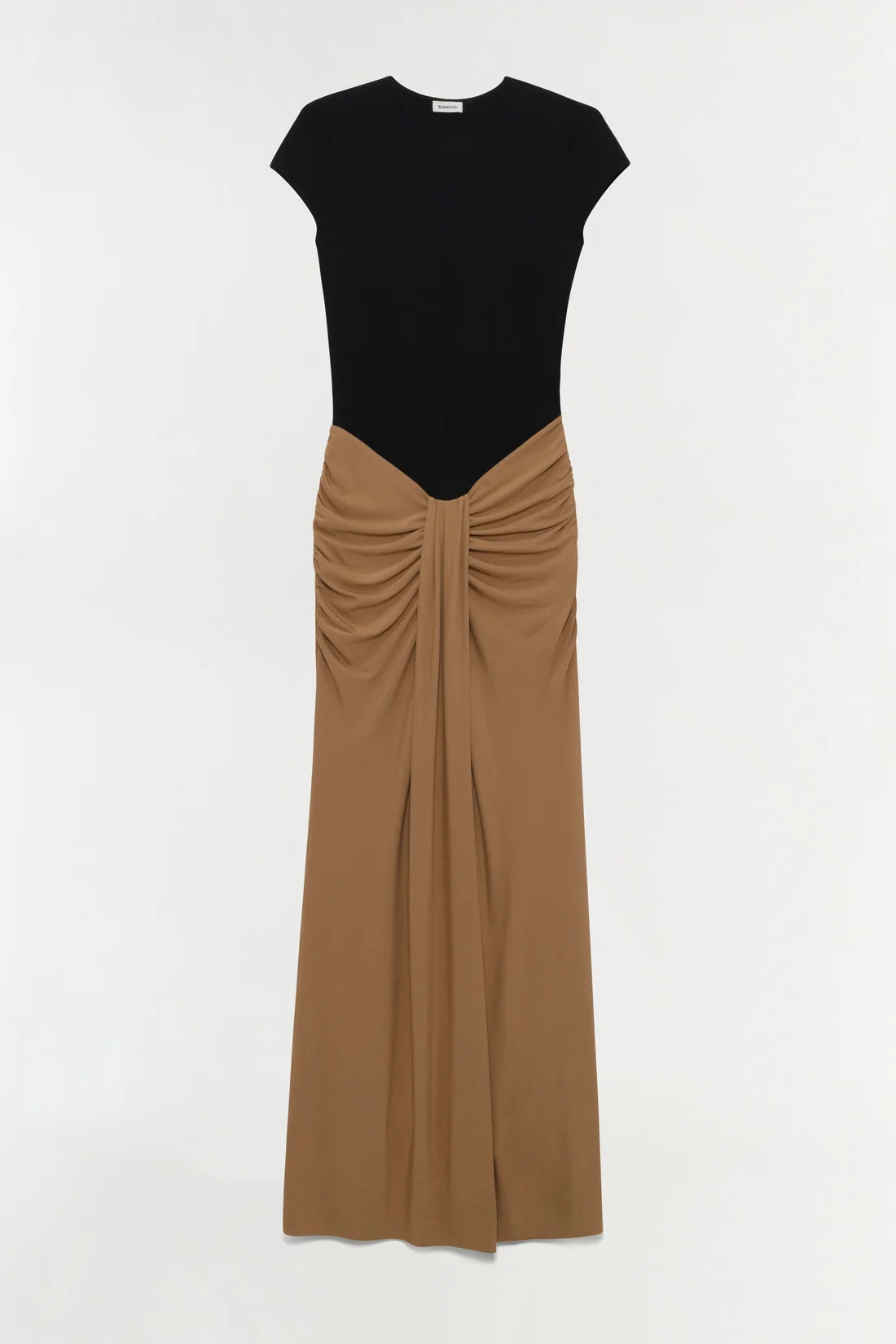 SIMKHAI Dress Matilde Draped Jersey Gown, Black Multi Soho-Boutique