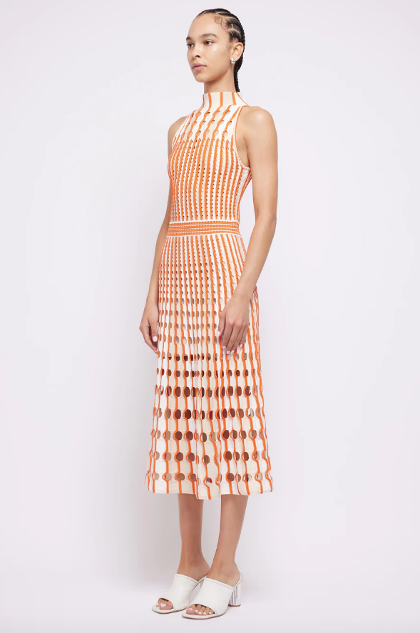 SIMKHAI Dress Nash Midi Dress, Flame Multi Soho-Boutique