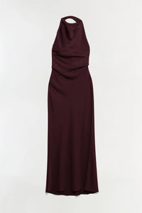 SIMKHAI Dress Reannon Draped Satin Gown, Mahogany Soho-Boutique