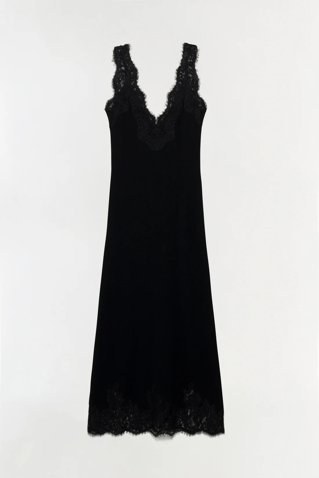 SIMKHAI Dress Zinnia Lace Cashmere Midi Dress, Black Soho-Boutique