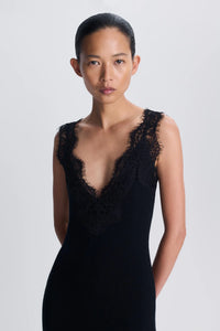 SIMKHAI Dress Zinnia Lace Cashmere Midi Dress, Black Soho-Boutique