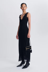 SIMKHAI Dress Zinnia Lace Cashmere Midi Dress, Black Soho-Boutique