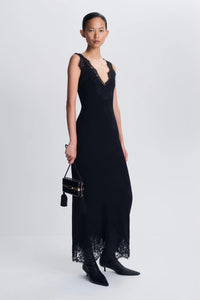 SIMKHAI Dress Zinnia Lace Cashmere Midi Dress, Black Soho-Boutique