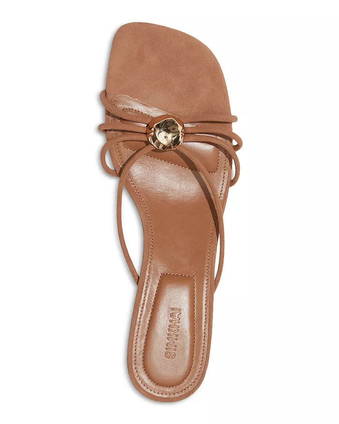 SIMKHAI Heel Amaya Suede Kitten Heel, Camel Soho-Boutique