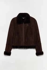 SIMKHAI Jacket Cassia Shearling Jacket, Chocolate Soho-Boutique