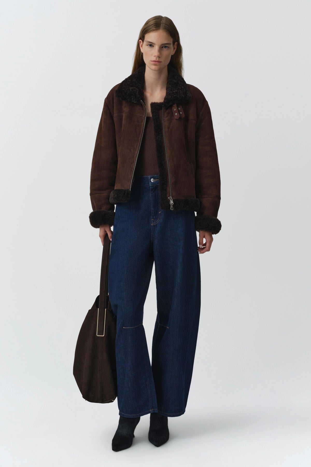 SIMKHAI Jacket Cassia Shearling Jacket, Chocolate Soho-Boutique