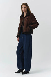 SIMKHAI Jacket Cassia Shearling Jacket, Chocolate Soho-Boutique