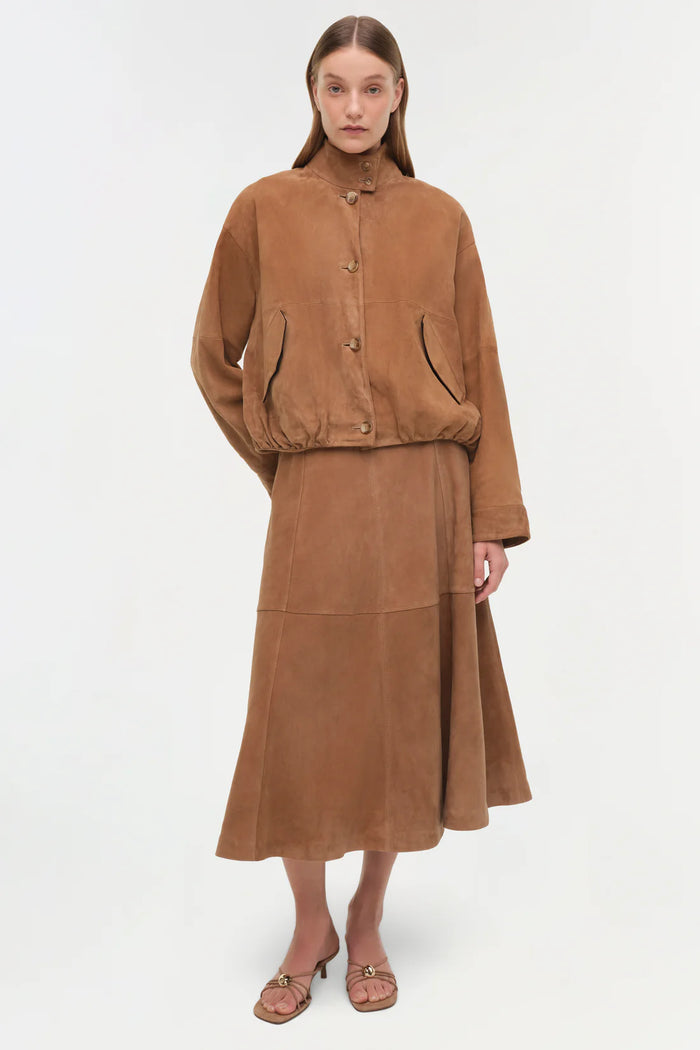 SIMKHAI Jacket Marley Suede Jacket, Camel Soho-Boutique