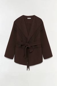 SIMKHAI Jacket Rowen Fringe Jacket, Chocolate Soho-Boutique
