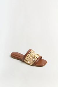 SIMKHAI Sandal Caspian Raffia Sandal, Sequioa Natural Soho-Boutique