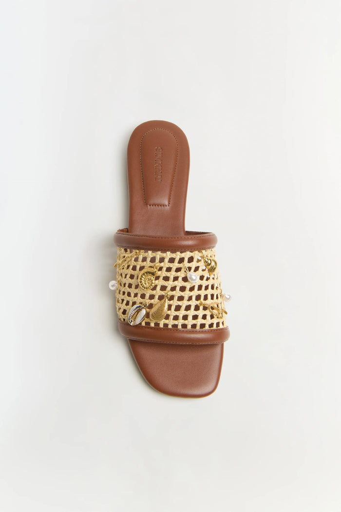 SIMKHAI Sandal Caspian Raffia Sandal, Sequioa Natural Soho-Boutique