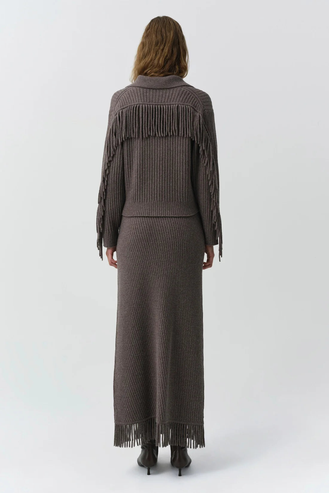 SIMKHAI Skirt Casey Midi Skirt, Mushroom Melange Soho-Boutique