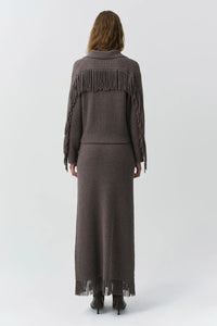 SIMKHAI Sweater Natalia Collared Sweater, Mushroom Melange Soho-Boutique