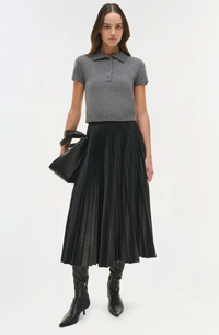 SIMKHAI Sweater Twila Cashmere Polo, Heather Grey Soho-Boutique